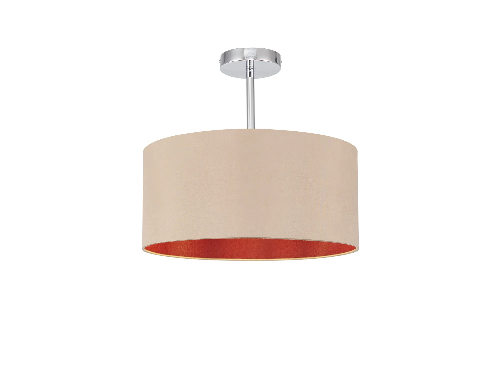 DK0092  Baymont 40cm Semi Flush 1 Light Polished Chrome, Antique Gold/Ruby